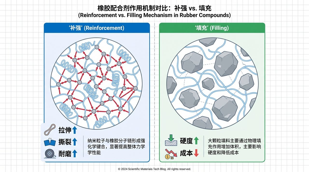 补强与填充机理对比
