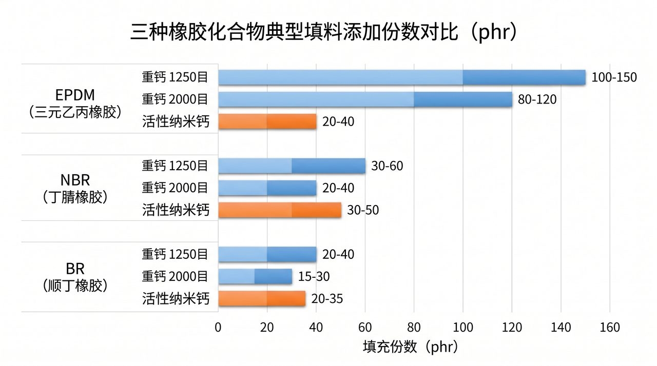 三大胶种的填料用量对比